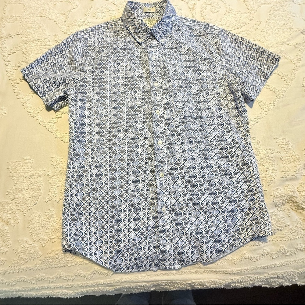 J. Crew Blue and White Casual Button Down Shirt
